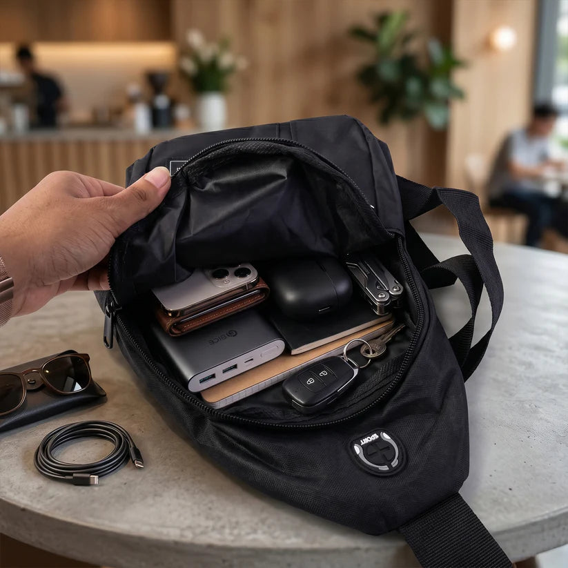 Waterproof USB Charging Waist & Crossbody Sling Bag for Travel