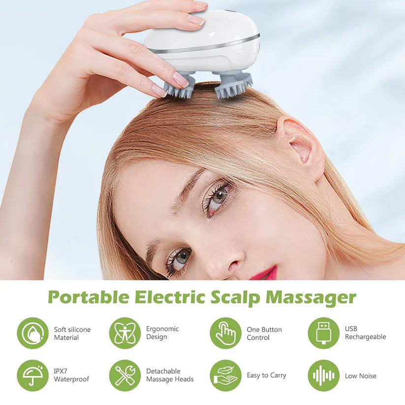 Smart Electric Scalp & Body Massager With 4 Detachable Heads