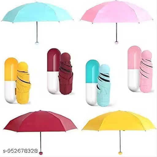 Capsule Folding Umbrella for Women & Men | Mini Pocket Umbrella with Case | Travel Rain & Sun Protection Umbrella (Multicolor) (PACK OF 1)