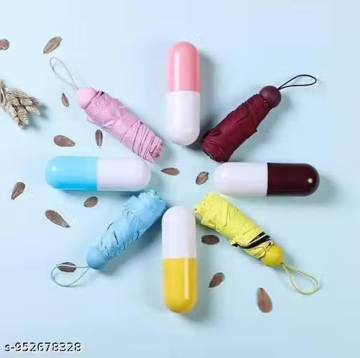 Capsule Folding Umbrella for Women & Men | Mini Pocket Umbrella with Case | Travel Rain & Sun Protection Umbrella (Multicolor) (PACK OF 1)